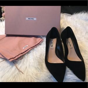 Miu Miu Black Suede Kitten Heels